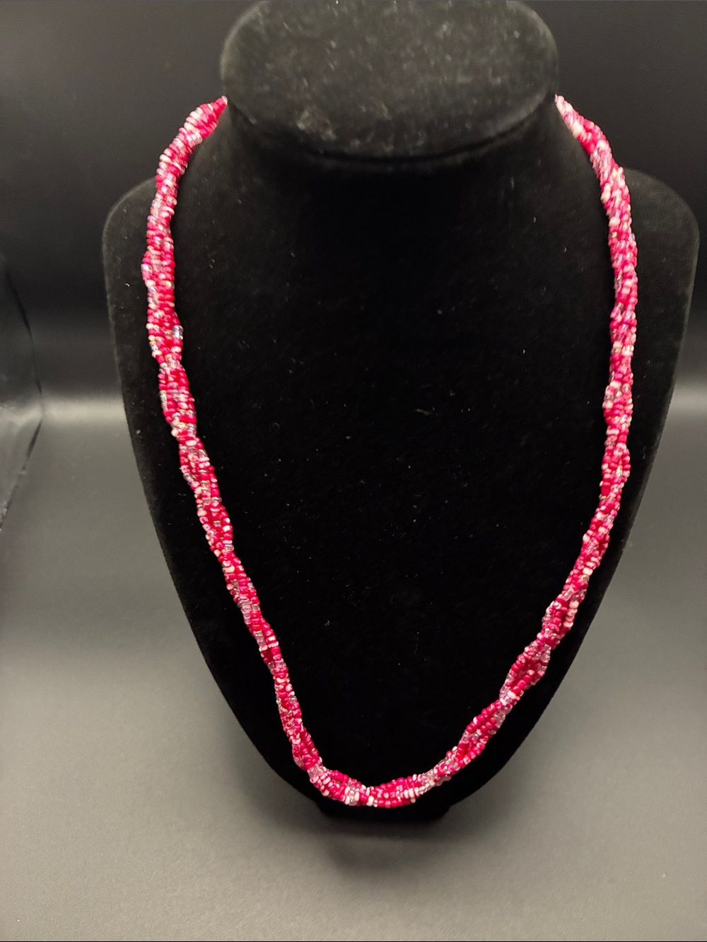 Twisted Red Seed-Bead Necklace for Women - Picture 1 of 4